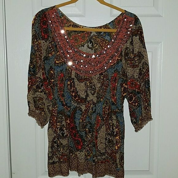 Live and Let Live peasant blouse Sz PL - Picture 1 of 7